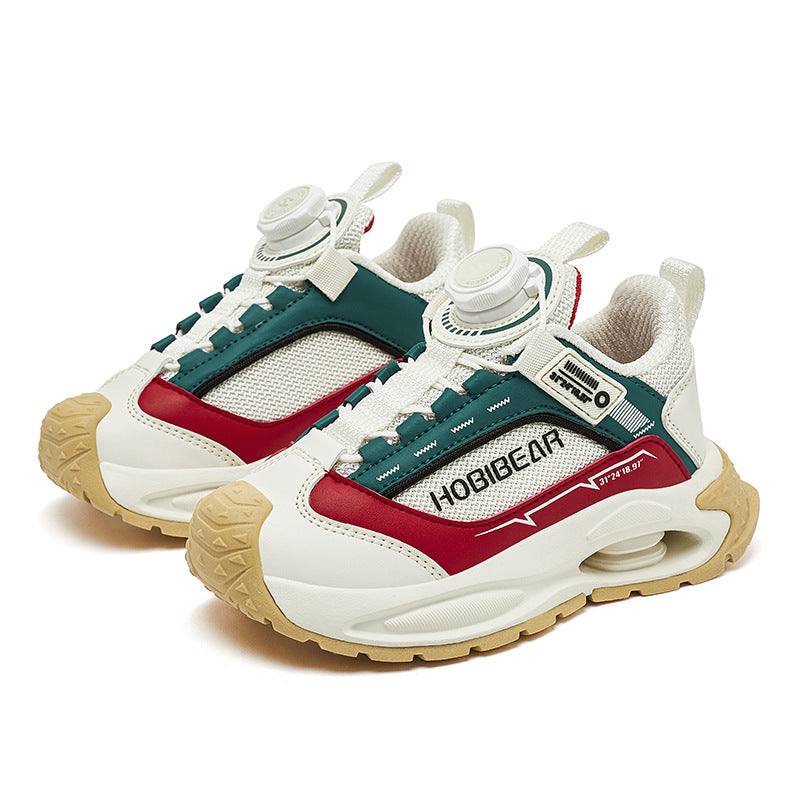 Double Mesh Rotating Buckle Breathable Campus Kid's Sneakers