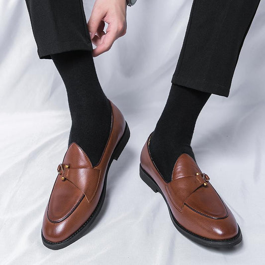 Men's Slip-on Korean Retro Pointed Hair Stylist Leather Shoes