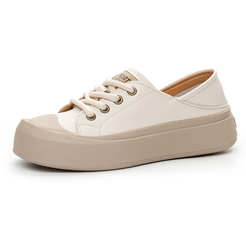 Women's White Autumn Retro Platform Oversized Sneakers