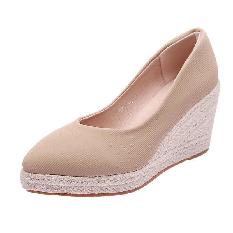 Women's Wedge Shallow Mouth Pumps High Platform Casual Shoes
