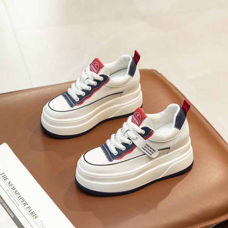 Women's White Slimming Height Increasing Insole Small Muffin Platform Women's Casual Shoes