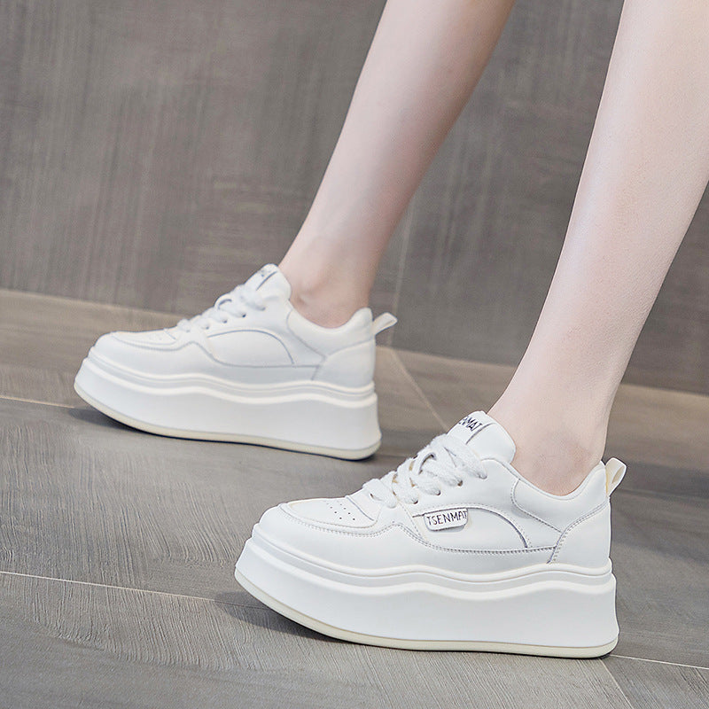 Women's Thick Bottom White Platform Thin Breathable Casual Shoes