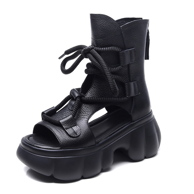 Women's Platform Roman Open Toe Peep Side Sandals