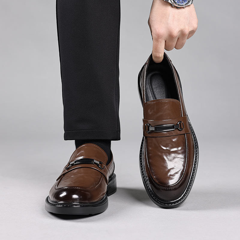 Men's Bottom Platform Peas Business Formal Wear Leather Shoes