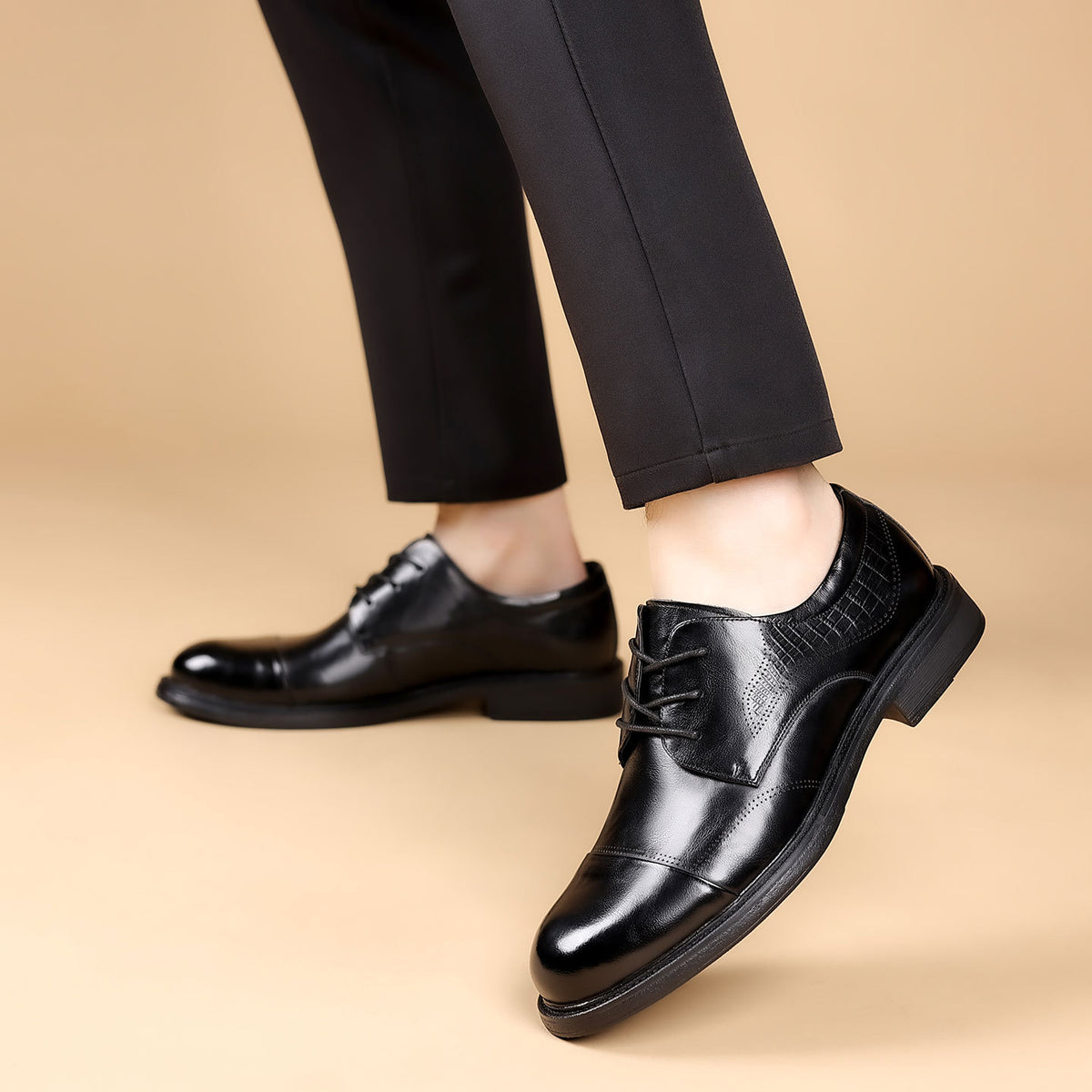 Men's Autumn Breathable Derby Formal Genuine England Men's Shoes