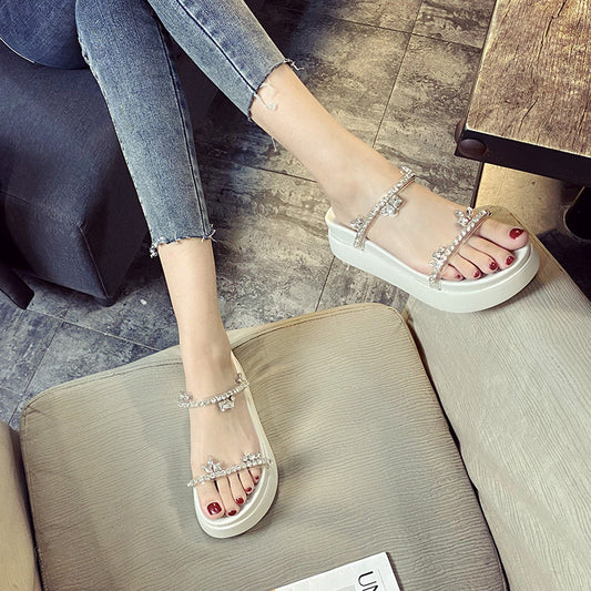 Women's Transparent Diamond Band Outer Wear Summer Slippers