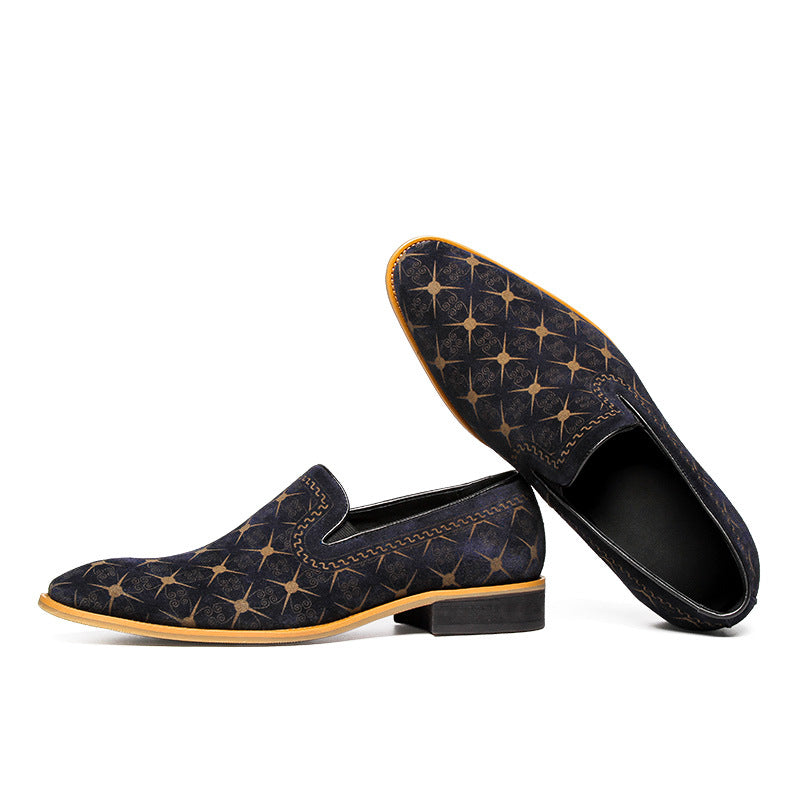 Men's Reverse Veet Skin National Fashion Pointed Leather Shoes