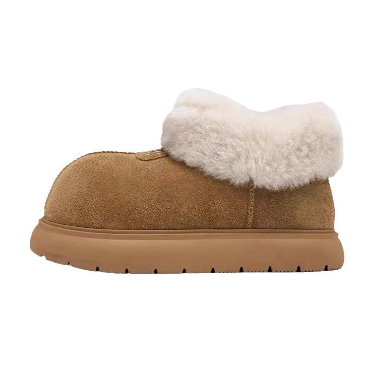 Women's Big Head Cute Thick Bottom Fleece-lined Snow Boots