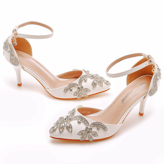 Plus Size Stiletto Pointed Toe Rhinestone High Heels