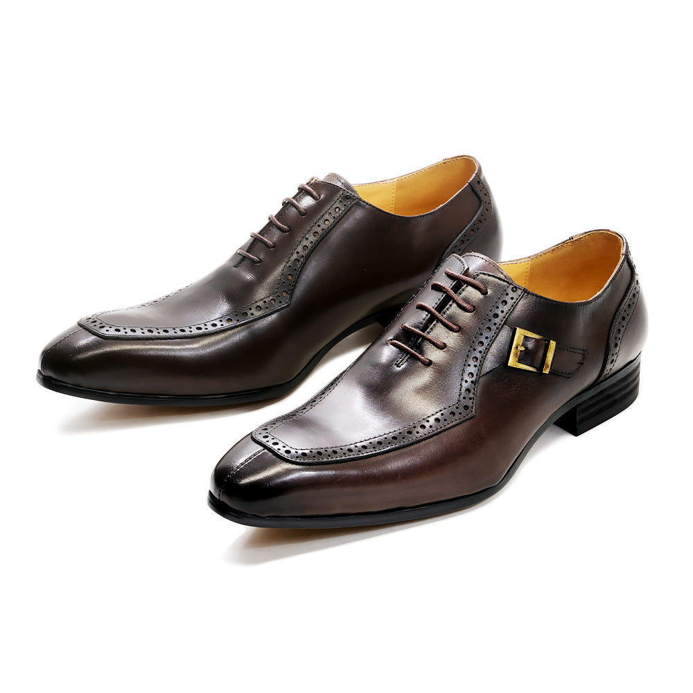 Men's Genuine Business Office Wedding Oxford Brogue Leather Shoes