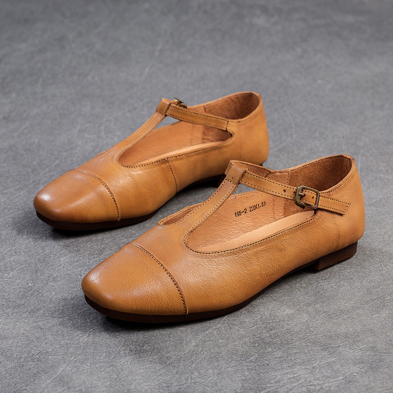 Women's Retro Style Square Head French Temperament Casual Shoes