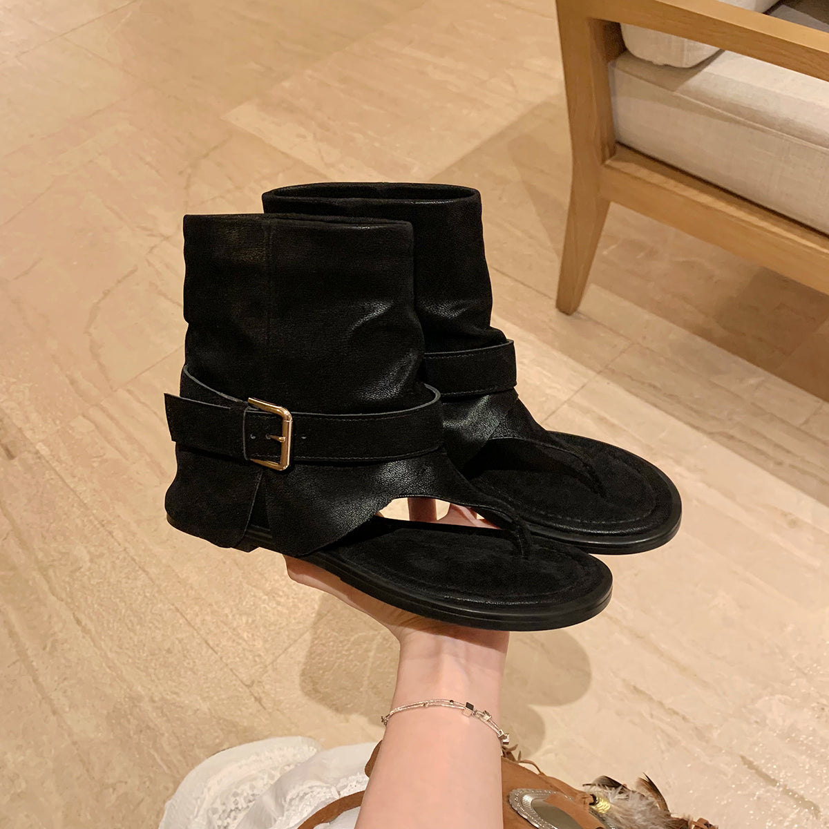 Fashion Toe Summer Genuine Round Personality Sandals