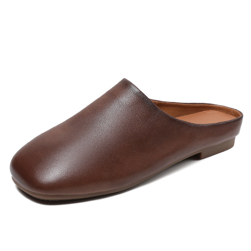 Toe Cowhide Outdoor Low Soft Flat Bottom Sandals