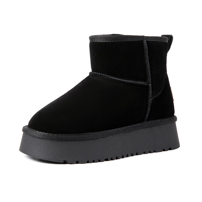 Women's Increasing Insole Small Wedge Fur Integrated Snow Boots
