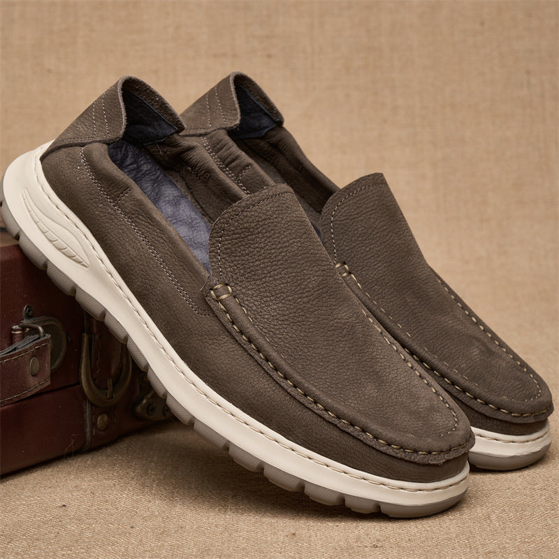 Men's Lace Up Pumps Breathable Soft Bottom Leather Shoes