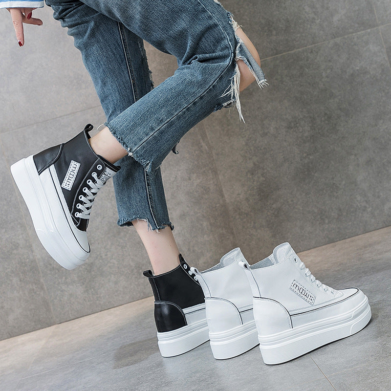 Women's Spring Height Increasing Leisure Platform White Women's Sports Shoes