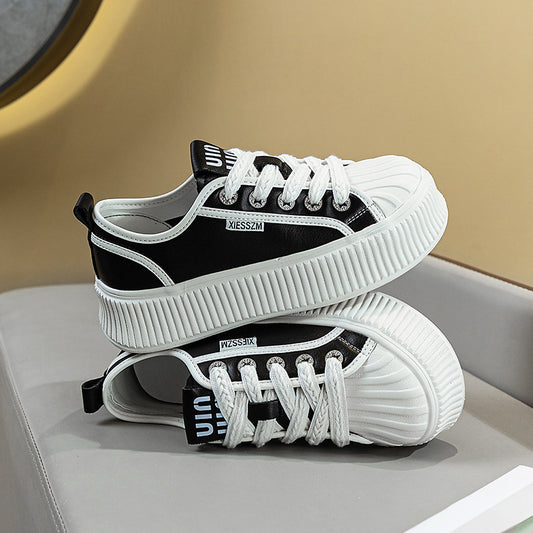 Women's Thick Bottom Hight Increasing Board Round Casual Shoes