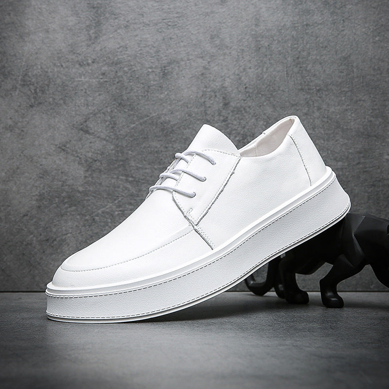Men's White Cow Split Breathable Soft Surface Men's Board Shoes