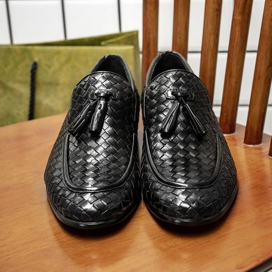 Men's Handmade Braided High-quality Korean Tassel Business Leather Shoes