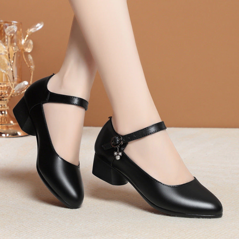 Women's High Not Tired Feet Genuine Chunky Waterproof Platform Leather Shoes