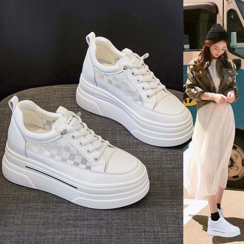 Women's Hidden Platform Korean Fashionable Popcorn White Heels