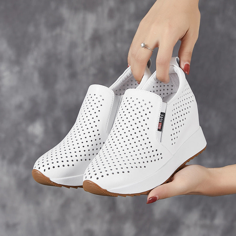 Women's Source Summer Hidden White Travel Slip-on Lazy Heels