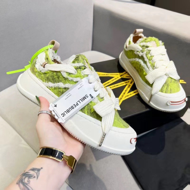 Women's & Men's Smiling Platform With Smile Face Half Canvas Shoes