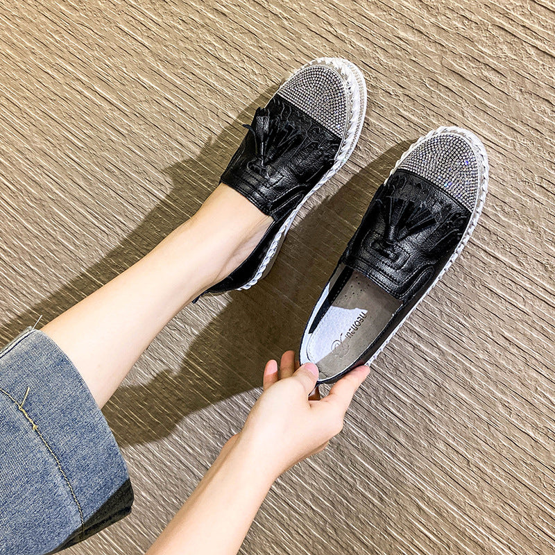 Rhinestone White Korean Style Platform Muffin One Women's Casual Shoes