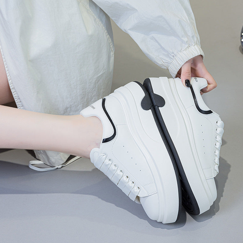 Women's Lovely White Spring Lightweight Platform Height Sneakers