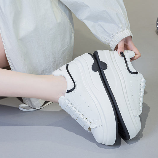 Women's Lovely White Spring Lightweight Platform Height Sneakers