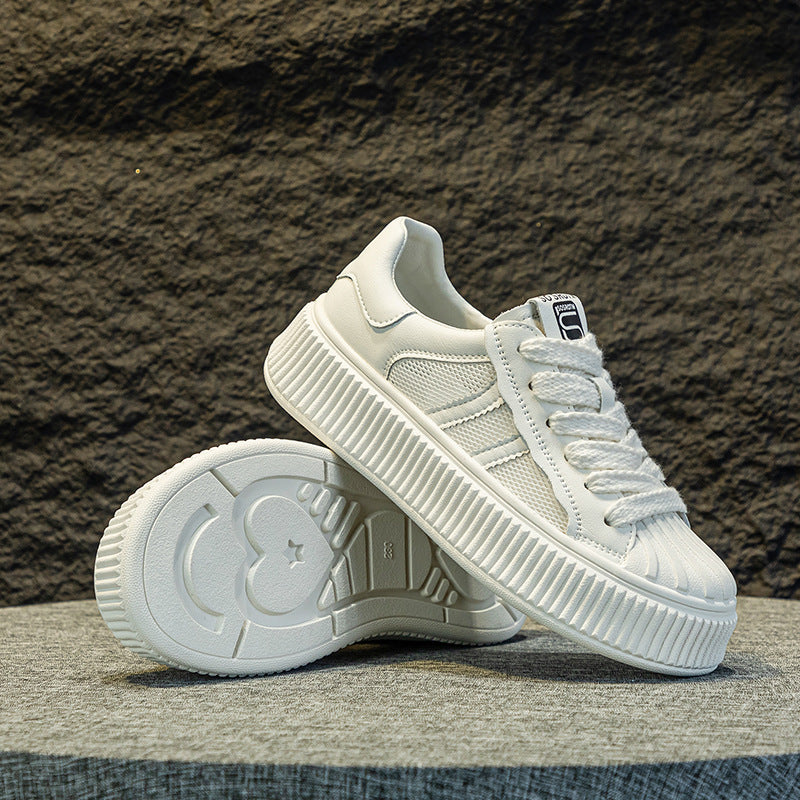 Women's Platform White Shell Toe Real With Fleece Lining Flat Biscuit Women's Casual Shoes