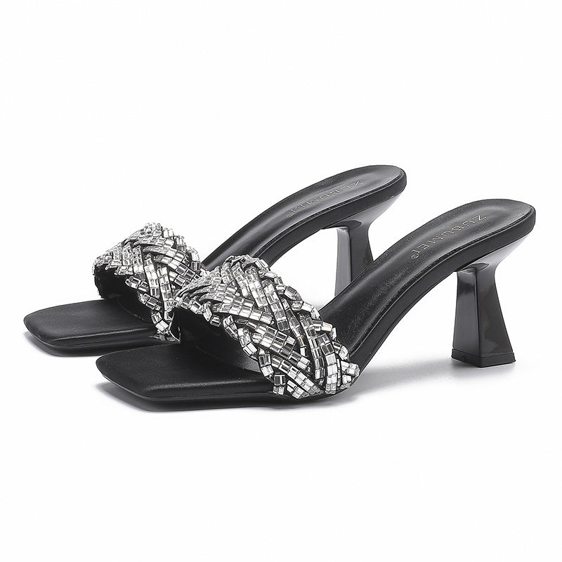 Women's Style Beautiful Square Toe Stiletto Summer Outer Heels
