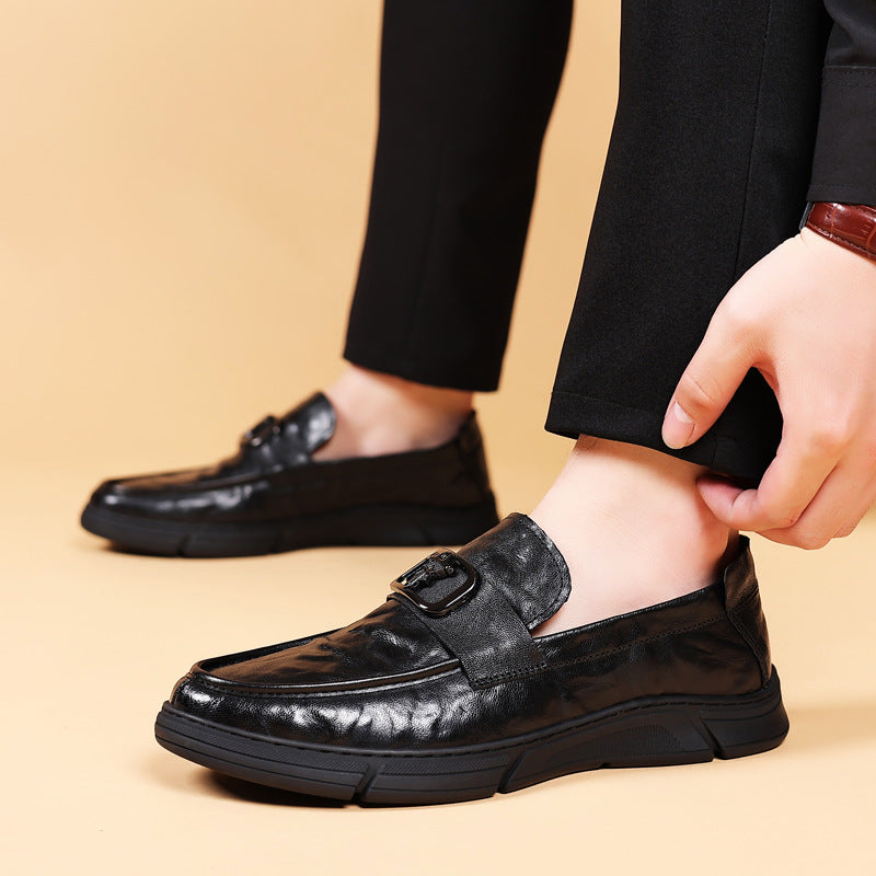 Men's Spring Sheepskin Genuine Breathable Pumps Leather Shoes