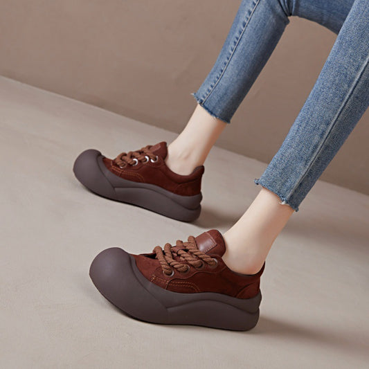 Women's Cute Niche Platform Bread Retro Big Sneakers