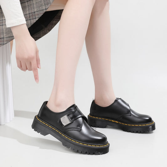 Women's Platform Martin Buckle Cowhide British Style Women's Shoes