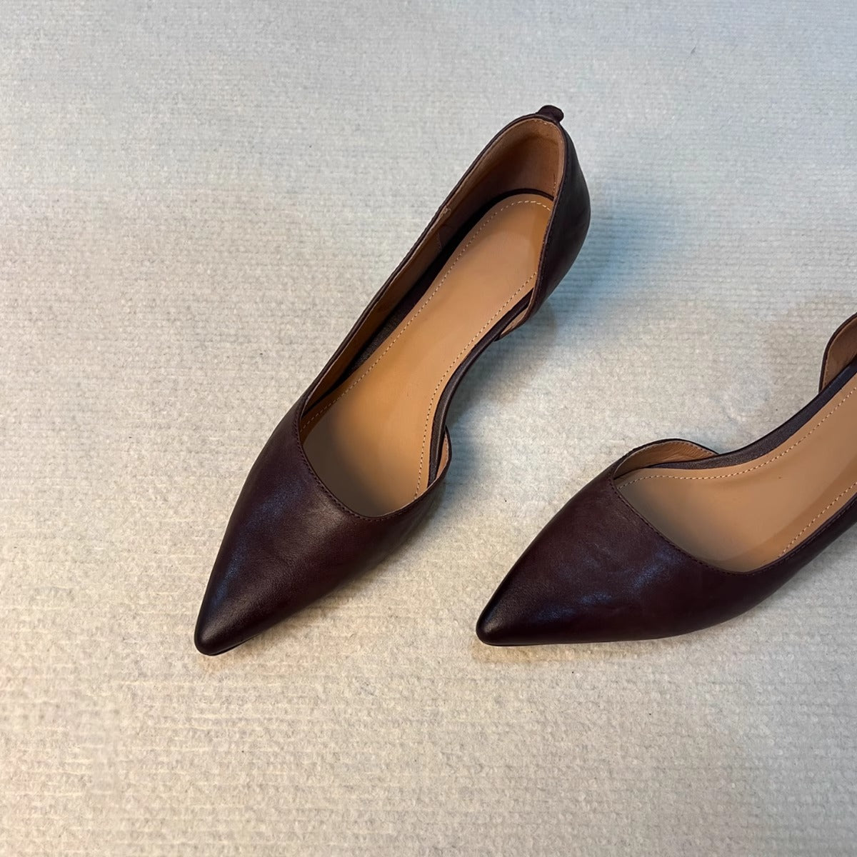 Women's Sheepskin Version French Pointed High Slip-on Heels