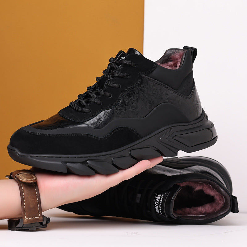 Men's Winter Genuine Wool Cotton Fleece-lined Warm Men's Shoes