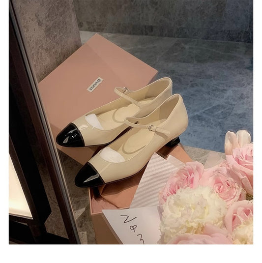 Female Temperament Color Matching Word Strap Women's Shoes