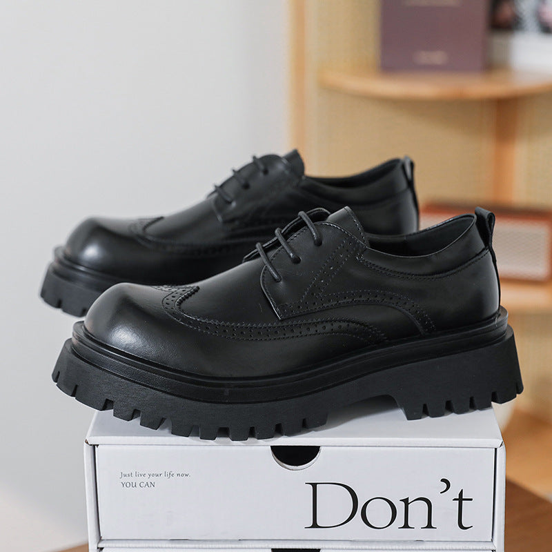 Men's Size Thick Sole Increased Carving British Style Brogue Winter Wedding Casual Shoes