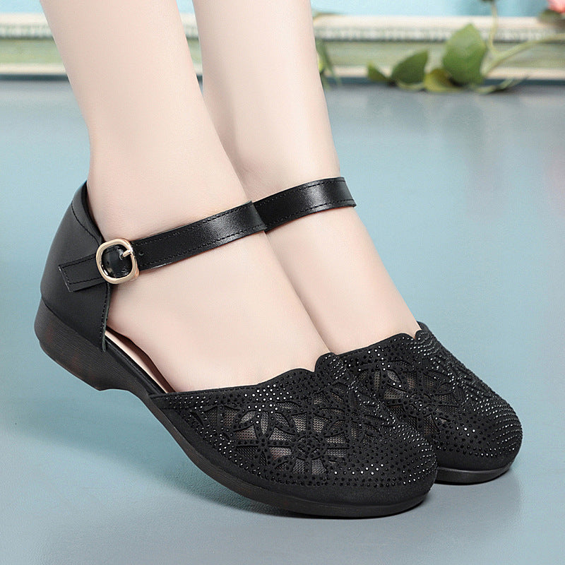 Women's Summer Closed Toe Mesh Flat Soft Bottom Beef Sandals