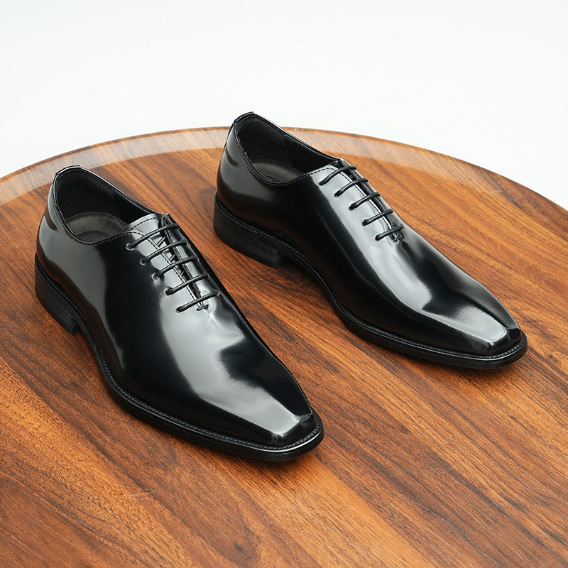 Men's Business Formal Wear One-piece Oxford British Square Leather Shoes