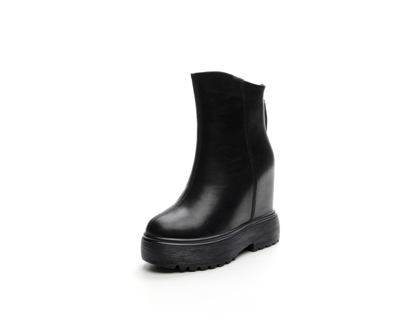 Women's Tall Muffin Thick Bottom Genuine Elevator Martin Boots