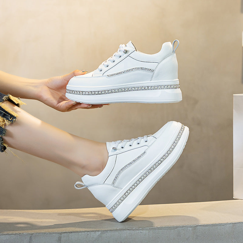 Women's White Slip-on Autumn Platform Lightweight Small Inner Women's Casual Shoes