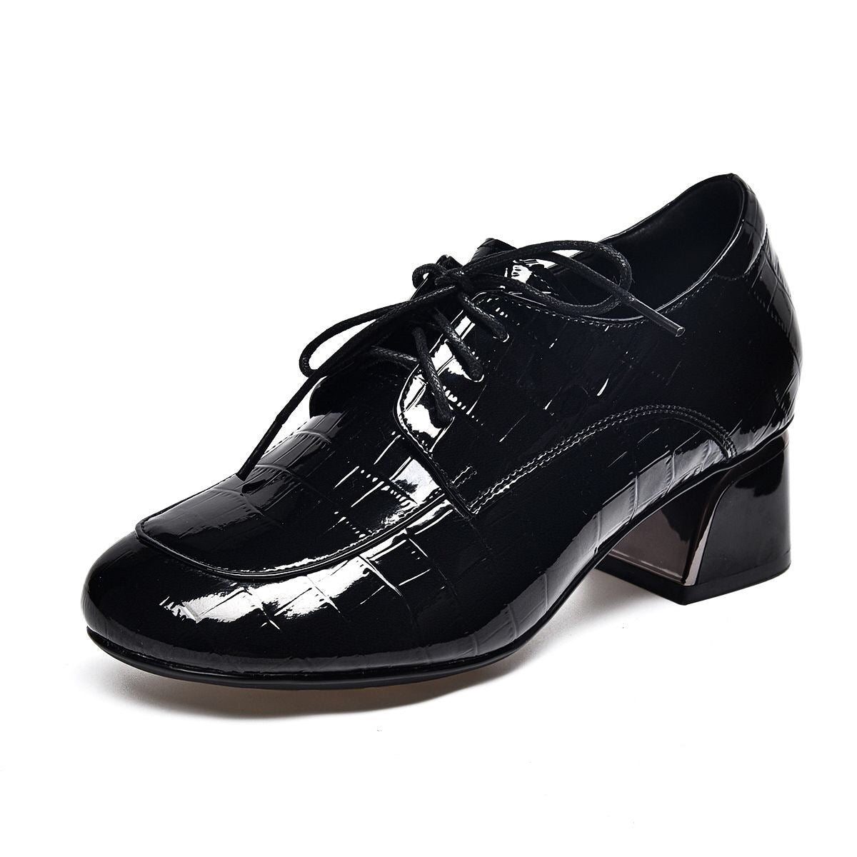 Women's Spring Retro Round Toe Pumps Thick With British Women's Casual Shoes