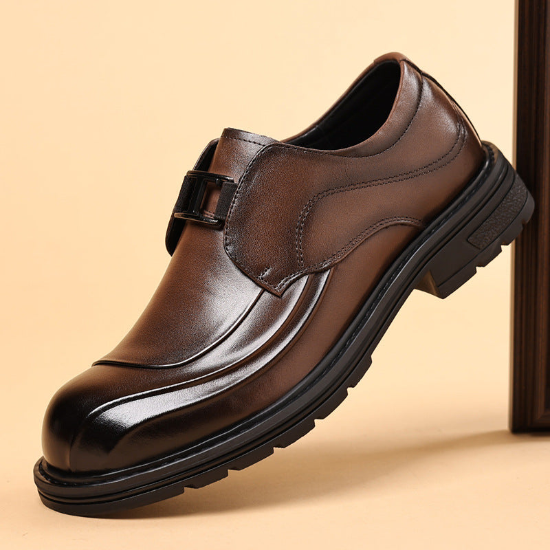 Men's First Layer Cowhide Genuine Formal Pumps Commuter Big Men's Business Leather Shoes