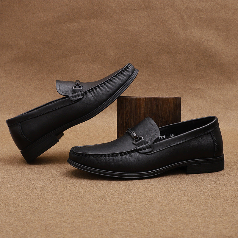 Men's Autumn First Layer Cowhide Simple Classic Slip-on Comfortable Driving Casual Shoes