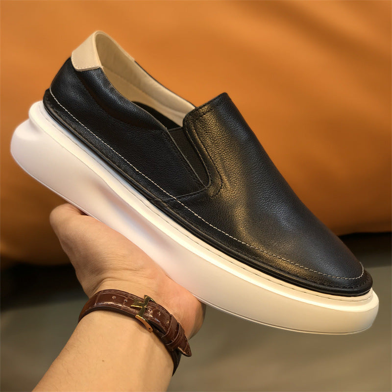 Men's Authentic Slip-on Thick-soled British White Loafers
