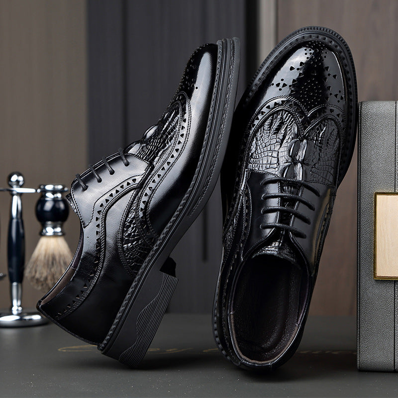 Men's Brogue Genuine Business Formal Wear British Leather Shoes