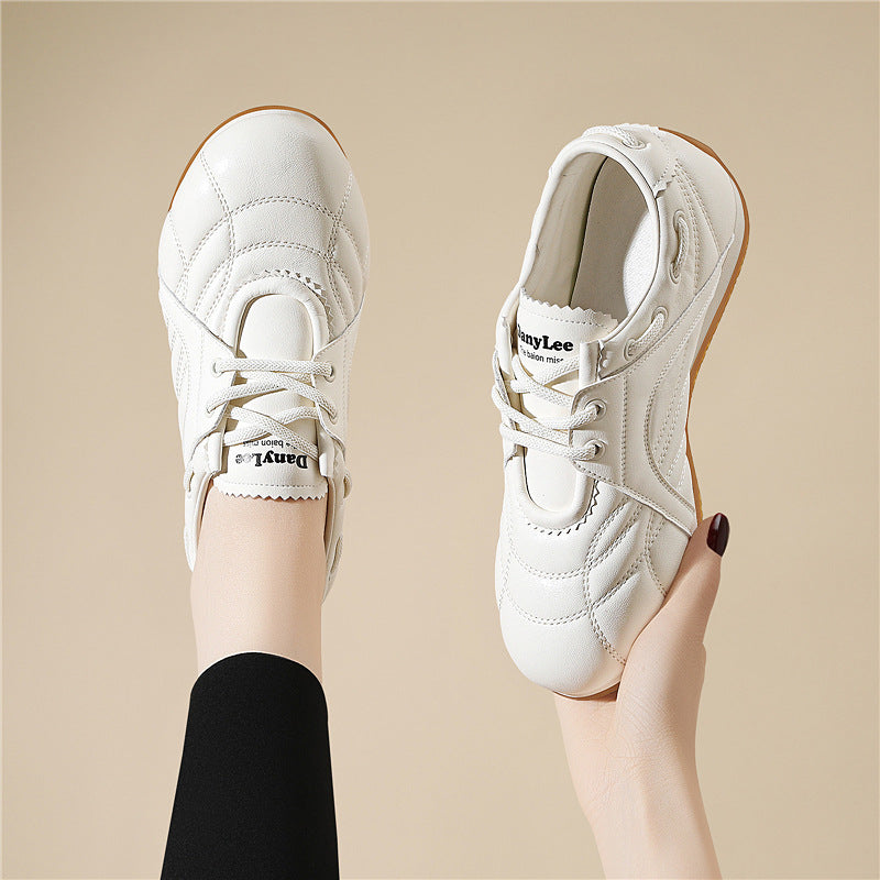 Women's Spring Flat Soft Bottom Lightweight Exercise Leather Shoes