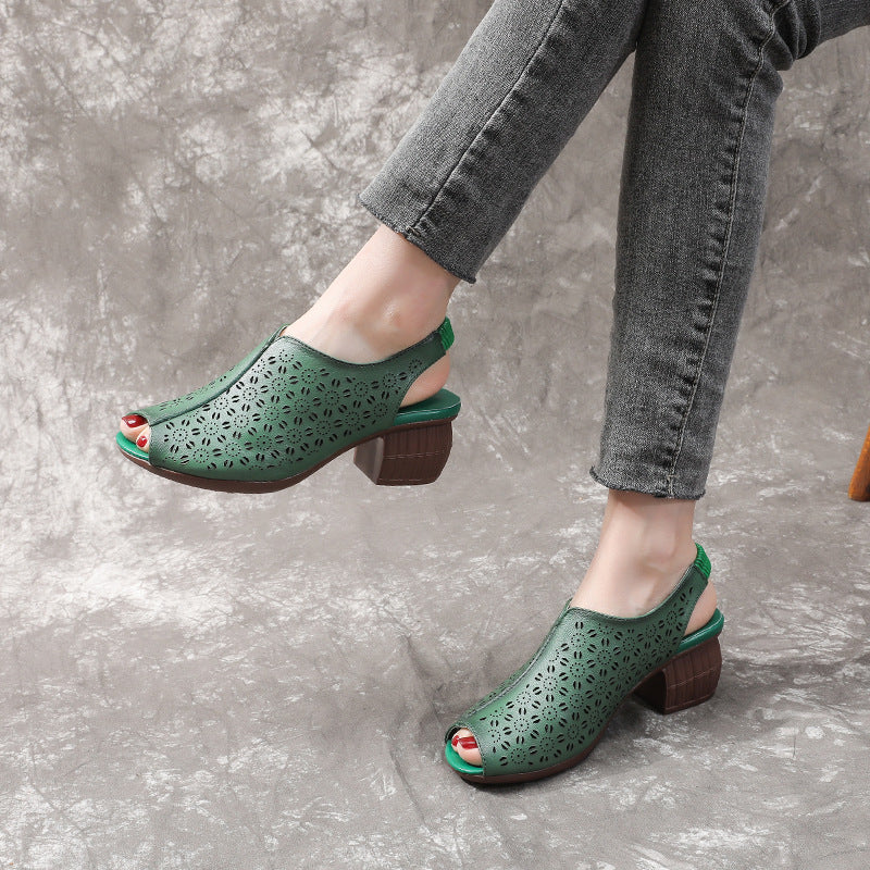 Women's Mouth Slip-on Soft Bottom Top Layer Heels